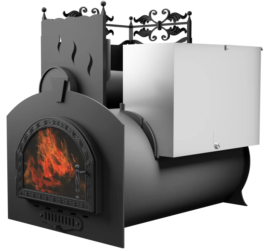 Печь Горыныч 3, каменка с левой стороны, средняя дверь со стеклом фото в Нижнем Новгороде