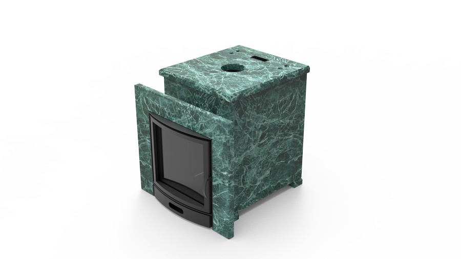 Печь в облицовке из натурального камня Genesis GN 500 облицовка закрытая плоская пироксенит-элит фото в Нижнем Новгороде