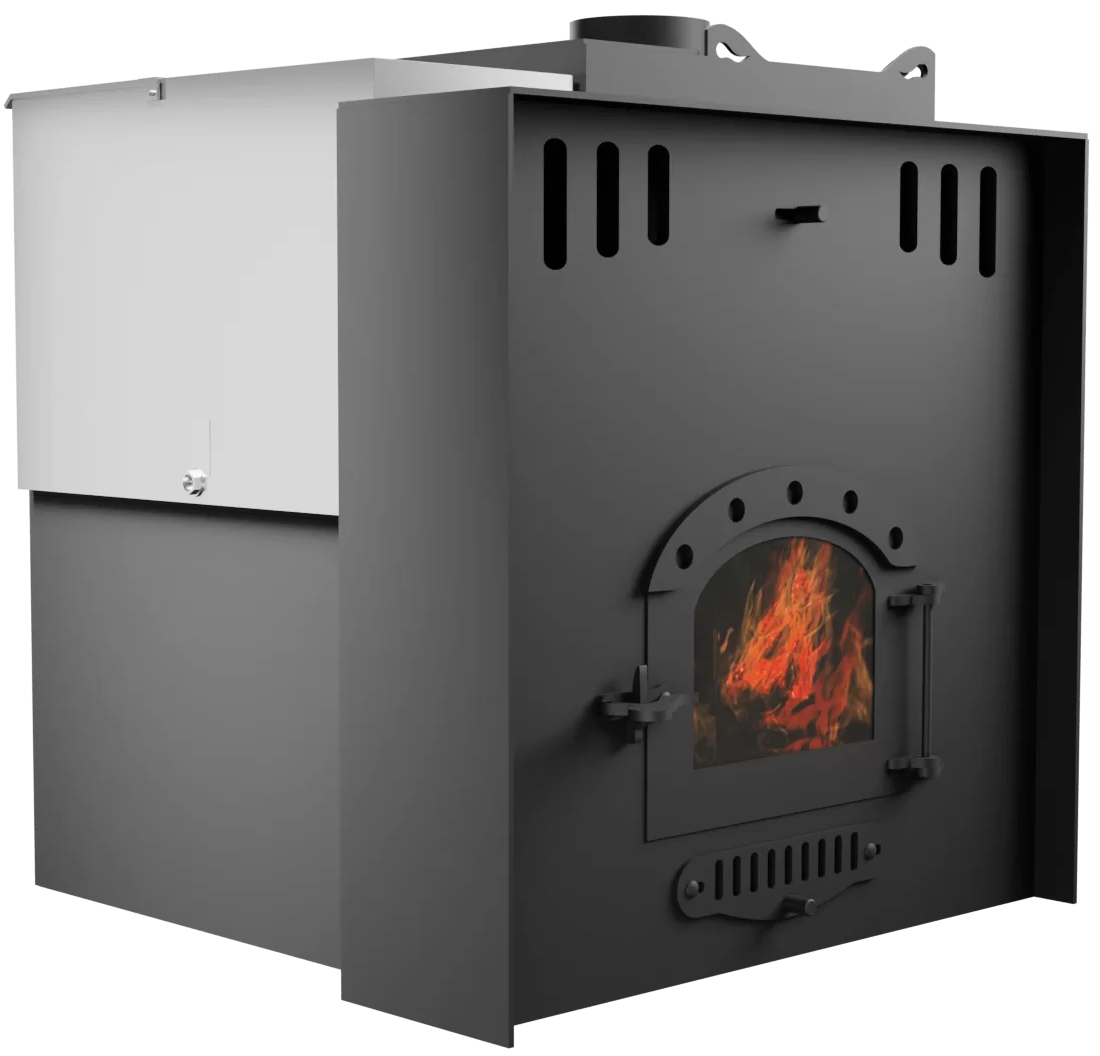 Печь Горыныч Мини, каменка с правой стороны, малое стекло, система воздушного отопления с порталом фото в Нижнем Новгороде