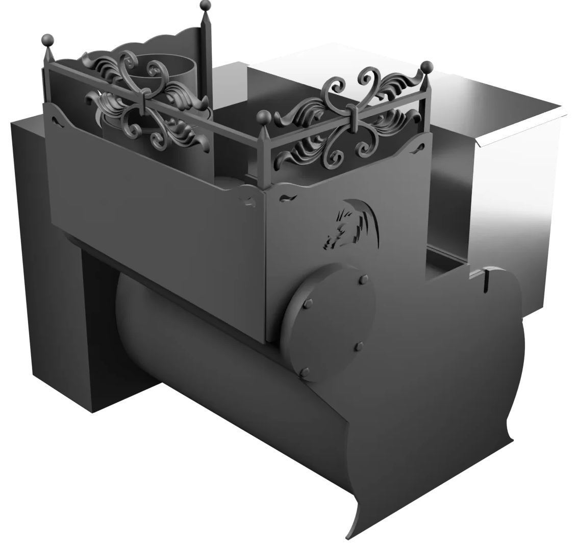 Печь Горыныч 3, каменка с правой стороны, большая дверь со стеклом, естественная система воздушного отопления фото в Нижнем Новгороде