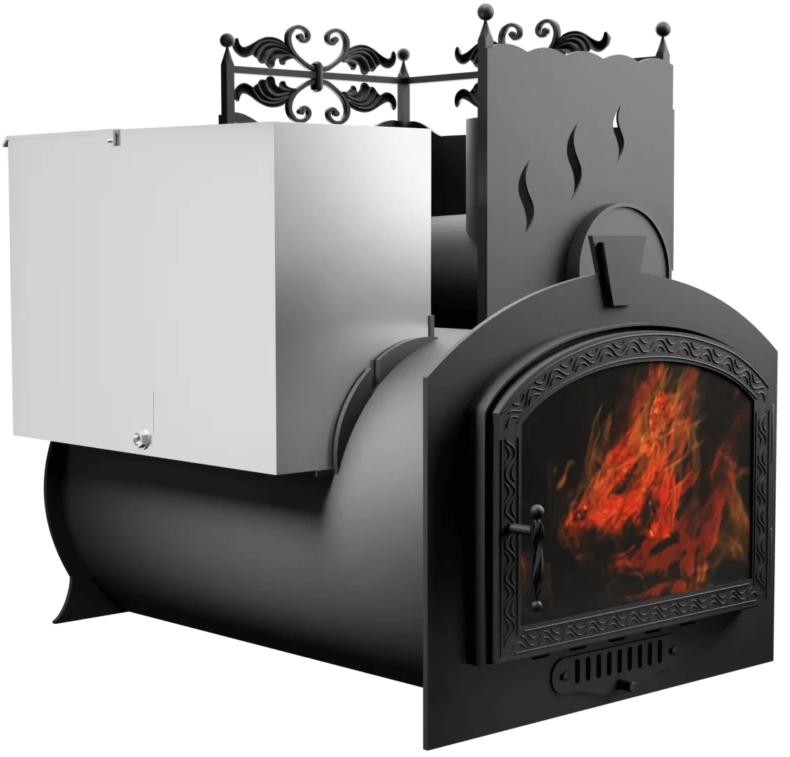 Печь Горыныч 3, каменка с правой стороны, большая дверь со стеклом фото в Нижнем Новгороде