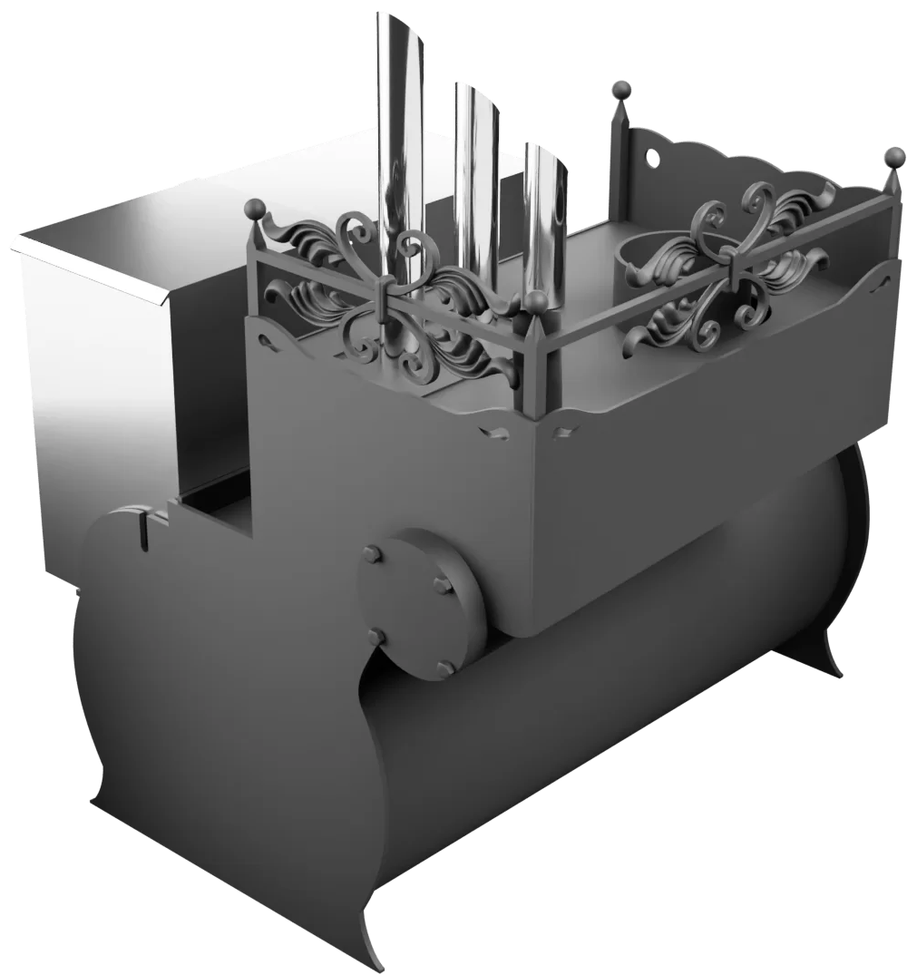 Печь Горыныч 3, каменка закрытая с парогенератором с левой стороны, малая дверь со стеклом фото в Нижнем Новгороде