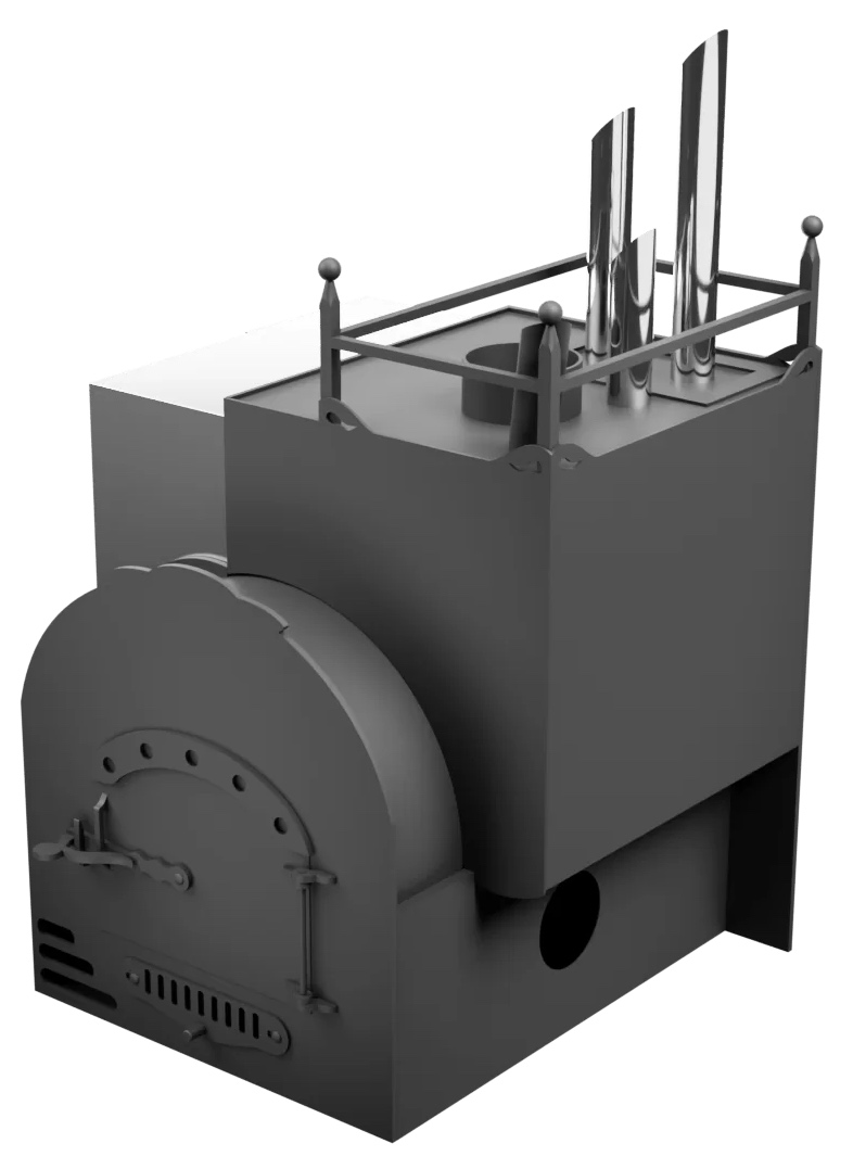 Печь Горыныч Мини, каменка закрытая с парогенератором с правой стороны, система воздушного отопления фото в Нижнем Новгороде