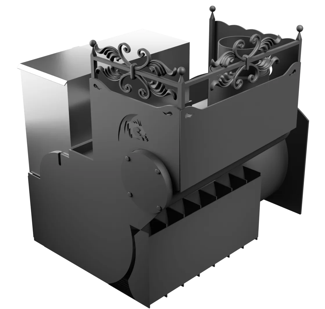 Печь Горыныч 3 с конвекцией, каменка с левой стороны, большая дверь со стеклом фото в Нижнем Новгороде