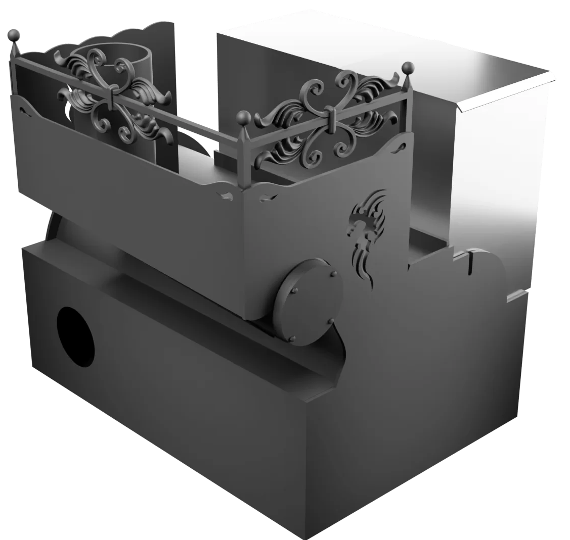 Печь Горыныч 3, каменка с правой стороны, малая дверь со стеклом, система воздушного отопления фото в Нижнем Новгороде
