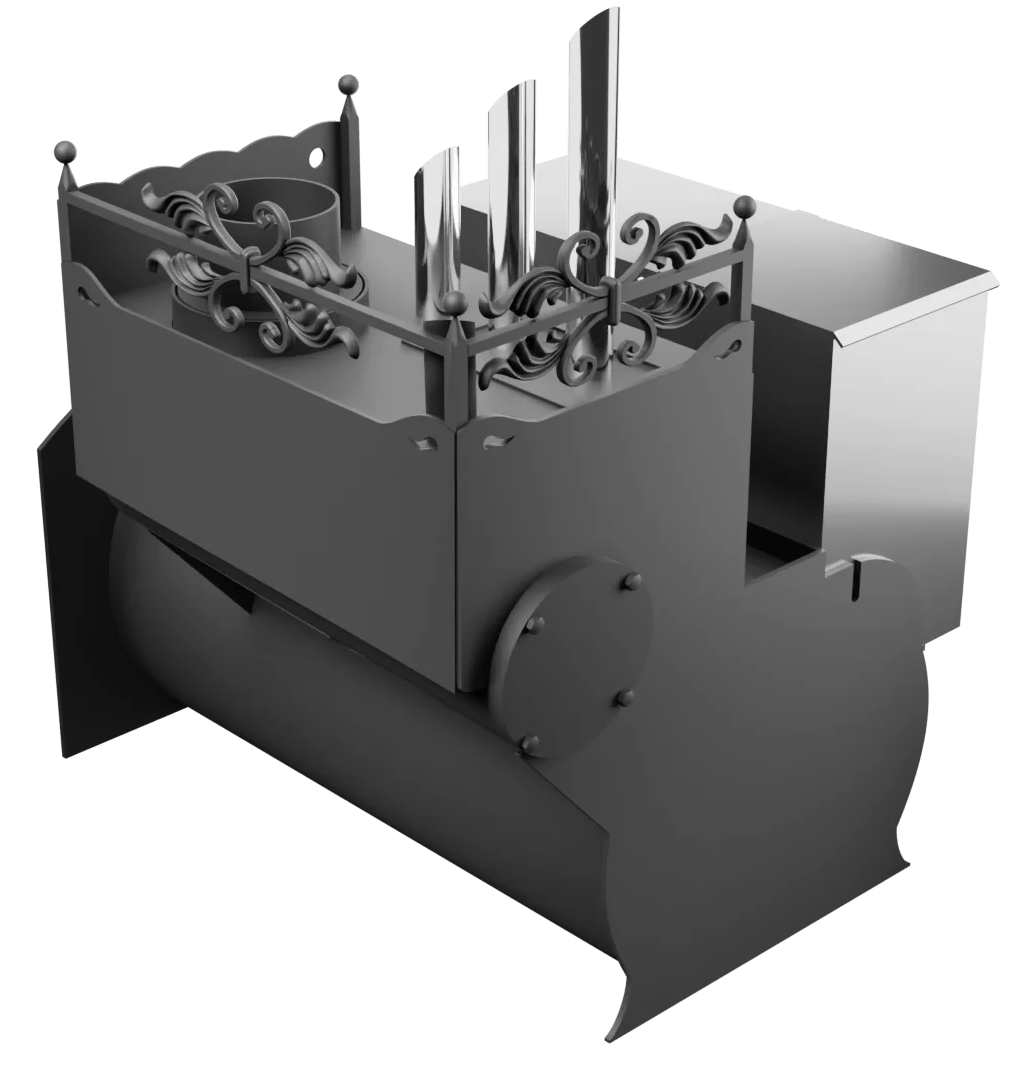 Печь Горыныч 3, каменка закрытая с парогенератором с правой стороны, большая дверь со стеклом фото в Нижнем Новгороде