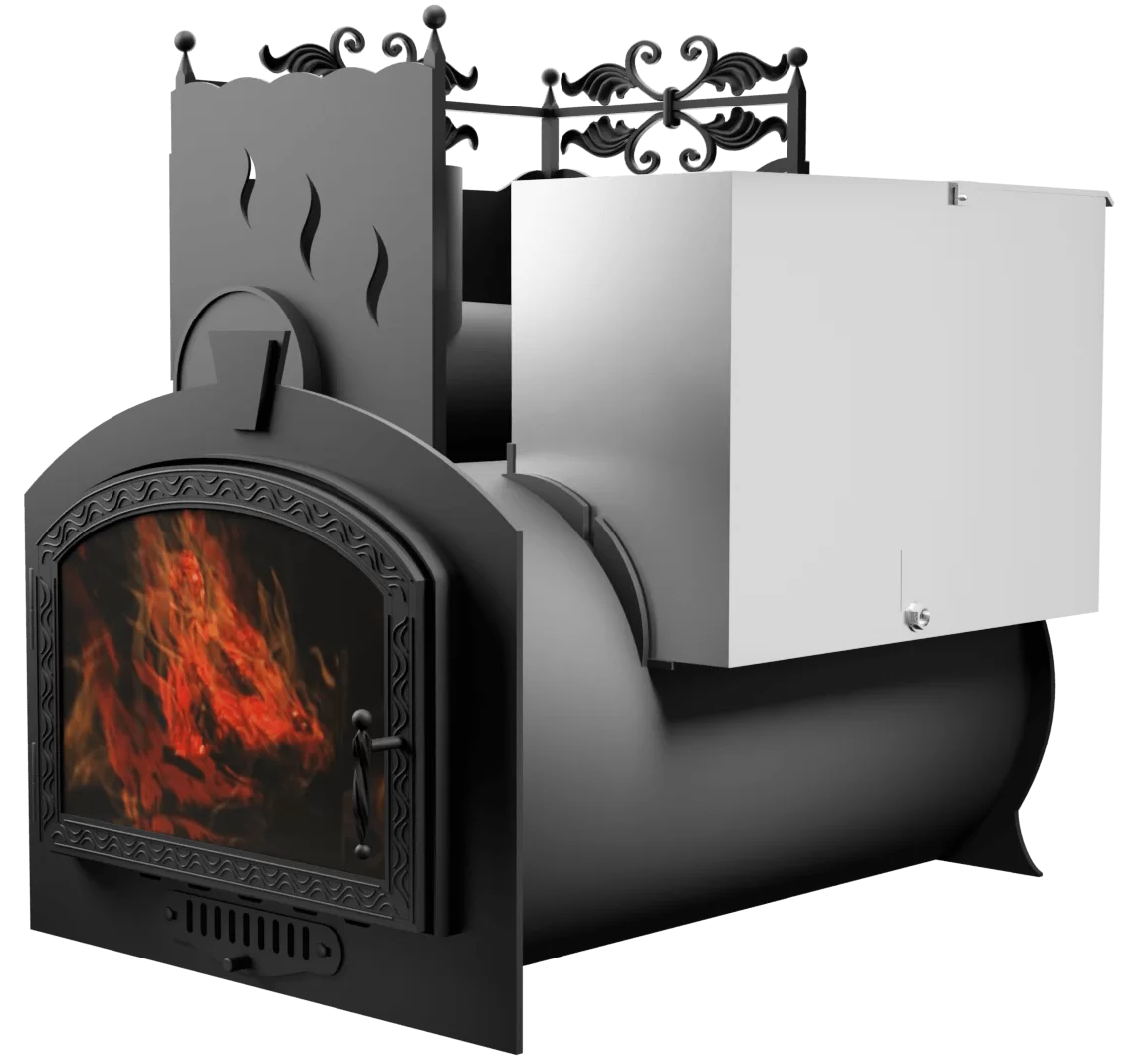 Печь Горыныч 3, каменка с левой стороны, большая дверь со стеклом фото в Нижнем Новгороде