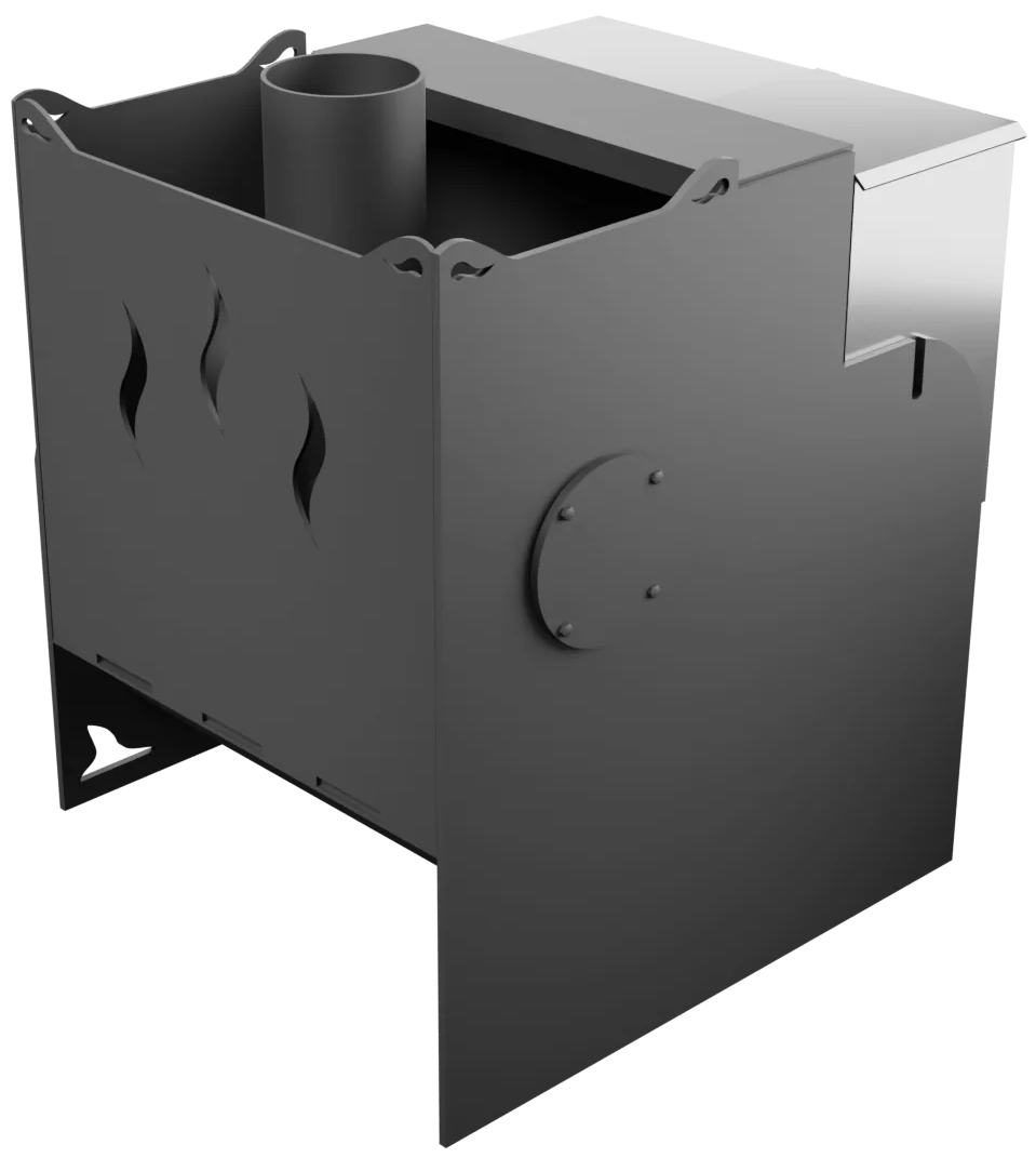 Печь Горыныч Мини, каменка с правой стороны, средняя дверь со стеклом фото в Нижнем Новгороде