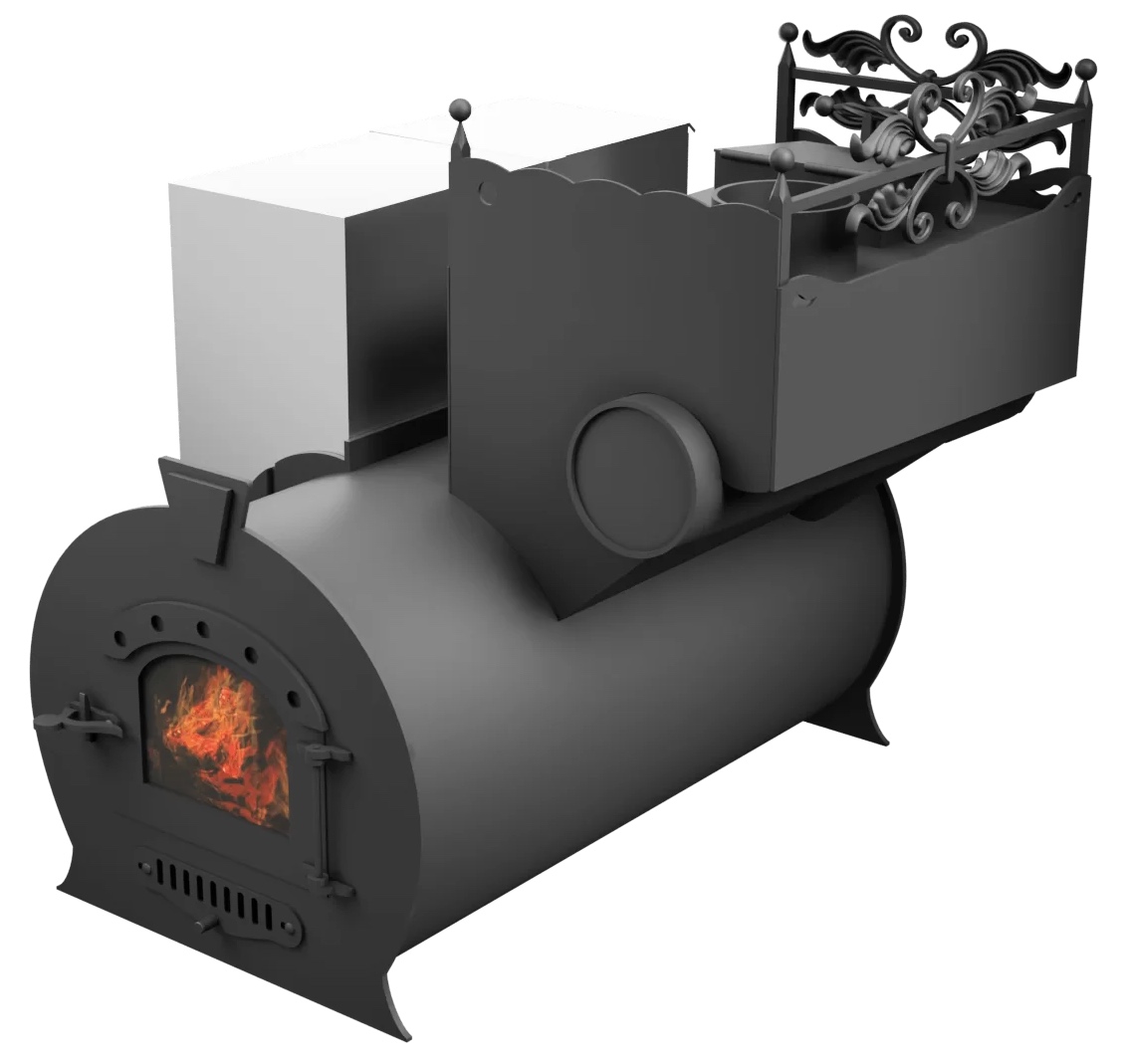 Печь Горыныч 3, каменка закрытая с правой стороны, малая дверь со стеклом фото в Нижнем Новгороде