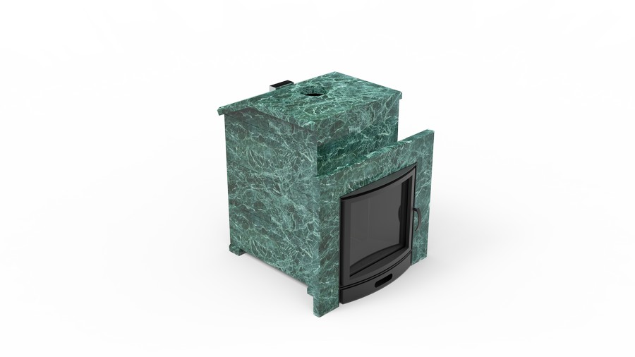 Печь в облицовке из натурального камня Genesis GN 500 облицовка закрытая со скосом талькохлорит-шлифовка фото в Нижнем Новгороде