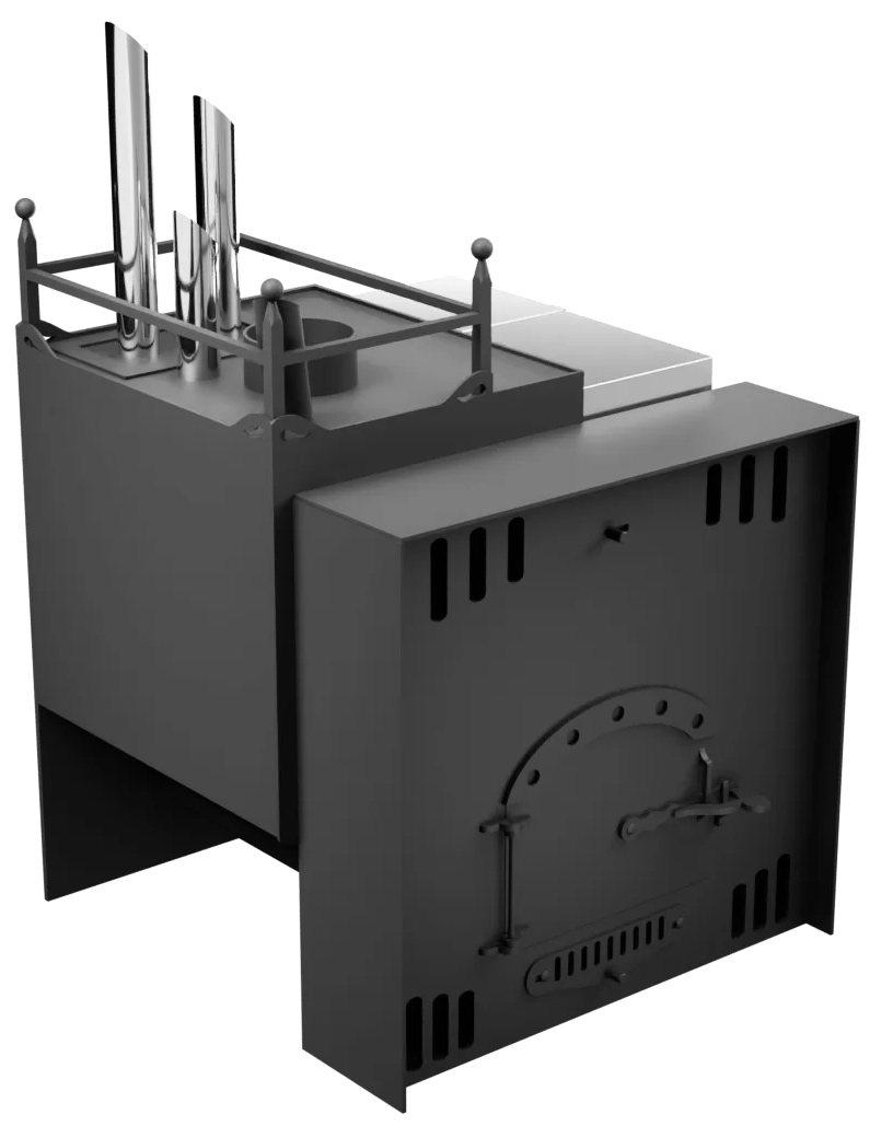 Печь Горыныч Мини, каменка закрытая с парогенератором с левой стороны, естественная система воздушного отопления фото в Нижнем Новгороде