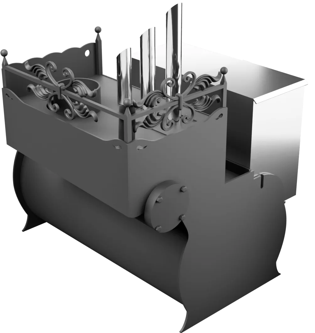Печь Горыныч 3, каменка закрытая с парогенератором с правой стороны, малая дверь со стеклом фото в Нижнем Новгороде