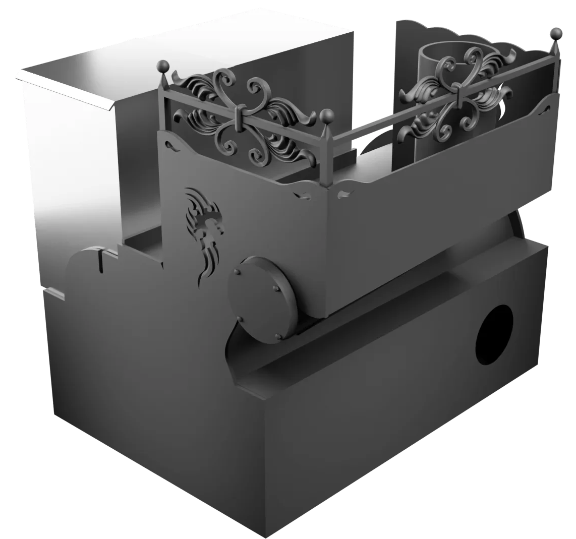 Печь Горыныч 3, каменка с левой стороны, малая дверь со стеклом, система воздушного отопления фото в Нижнем Новгороде