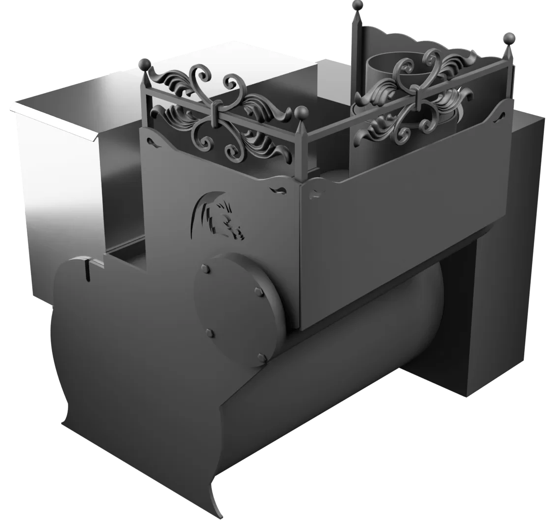 Печь Горыныч 3, каменка с левой стороны, большая дверь со стеклом, естественная система воздушного отопления фото в Нижнем Новгороде