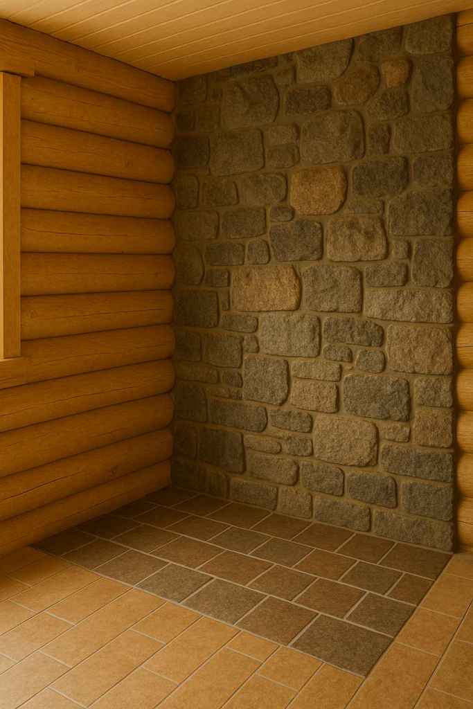 Каменная кладка в бане Каменная кладка в бане