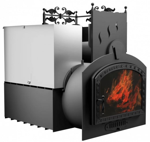 Печь Горыныч 3 с конвекцией, каменка с правой стороны, большая дверь со стеклом фото в Нижнем Новгороде