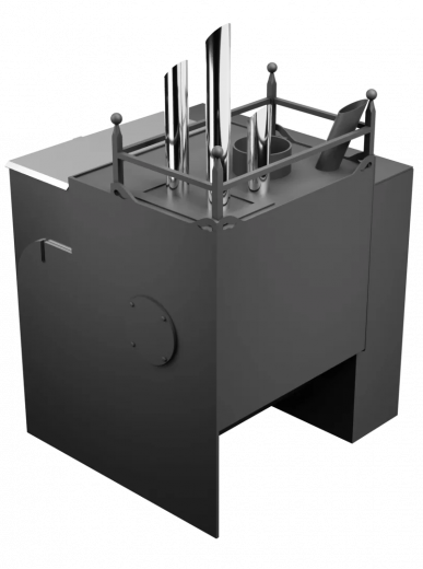 Печь Горыныч Мини, каменка закрытая с парогенератором с левой стороны, естественная система воздушного отопления фото в Нижнем Новгороде