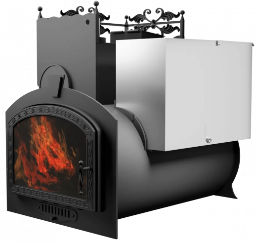 Печь Горыныч 3, каменка закрытая с левой стороны, большая дверь со стеклом фото в Нижнем Новгороде