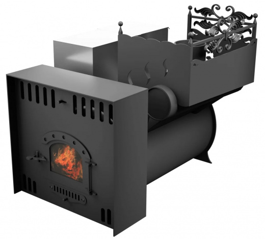 Печь Горыныч 3, каменка с правой стороны, малая дверь со стеклом, естественная система воздушного отопления фото в Нижнем Новгороде