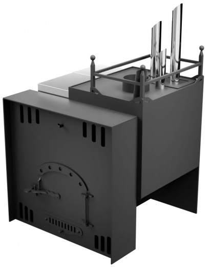 Печь Горыныч Мини, каменка закрытая с парогенератором с правой стороны, естественная система воздушного отопления фото в Нижнем Новгороде