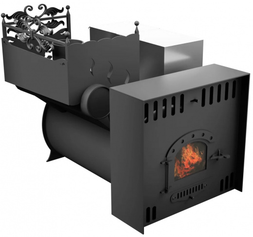 Печь Горыныч 3, каменка с левой стороны, малая дверь со стеклом, естественная система воздушного отопления фото в Нижнем Новгороде