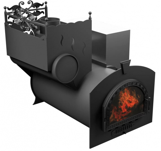 Печь Горыныч 3, каменка с левой стороны, средняя дверь со стеклом фото в Нижнем Новгороде